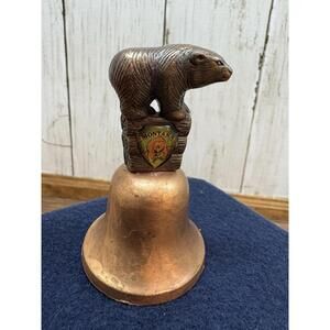 Vintage 2"x3" Montana Grizzly Bear Souvenir Cast Metal Figurine Bell Decor